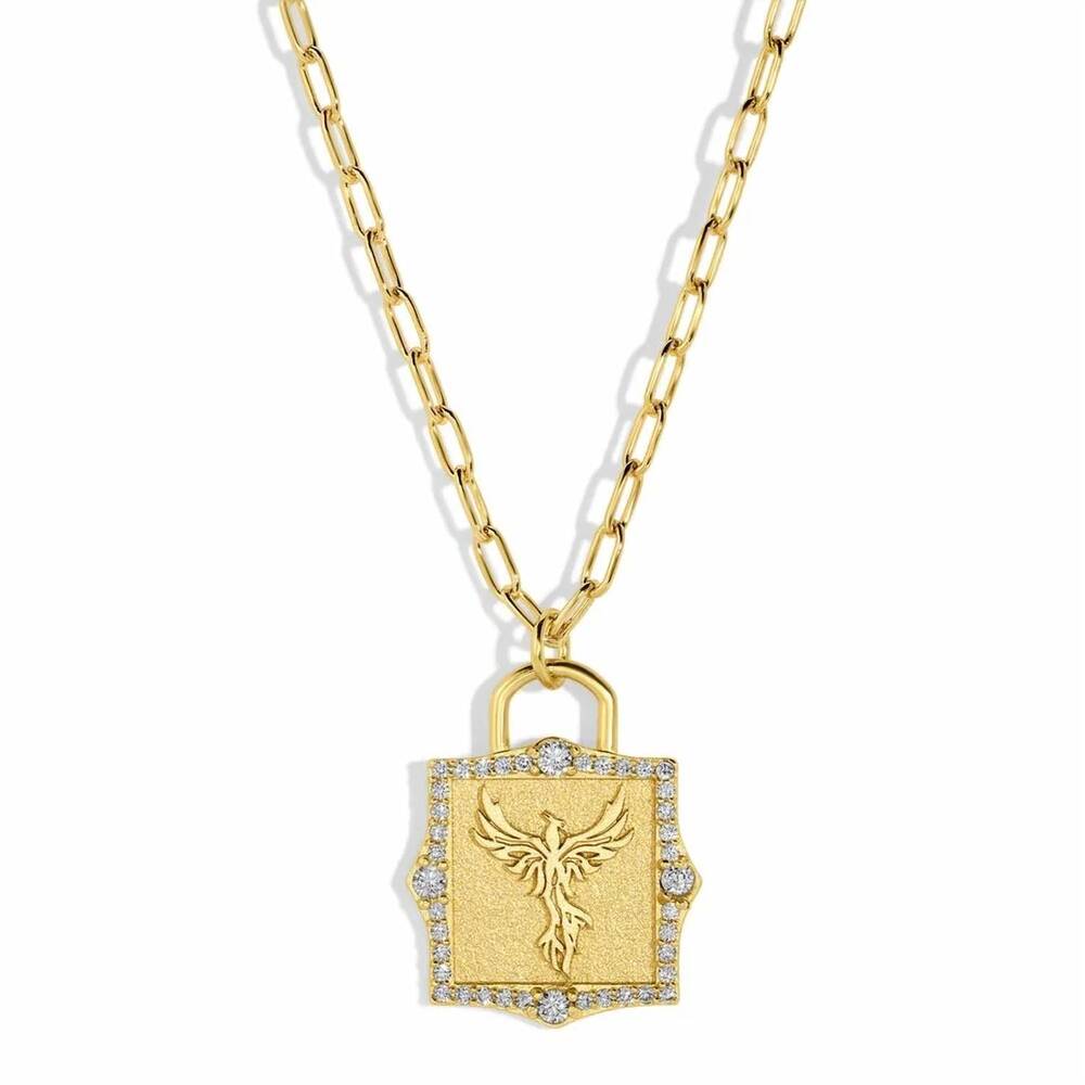 NEW JOY DRAVECKY women's phoenix rising necklace in gold